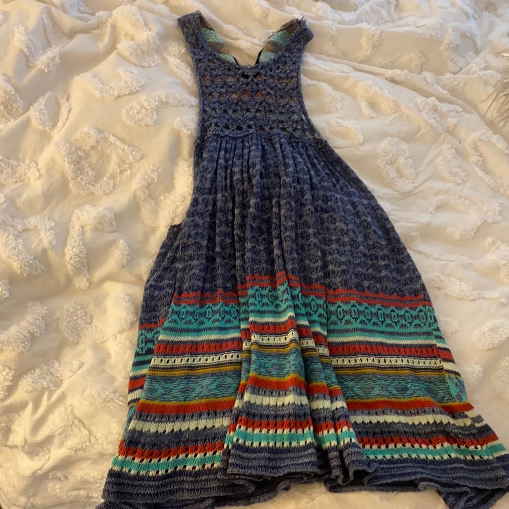 COPY - Free People Sweater Dress multicolor tunic tank navy rainbow size L